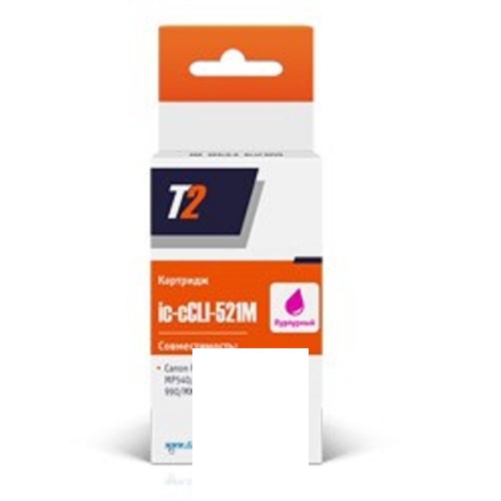 T2 CLI-521M Картридж (IC-CCLI-521M) для Canon PIXMA iP3600/4600/4700/MP540/620/630/980, пурпурный, с чипом