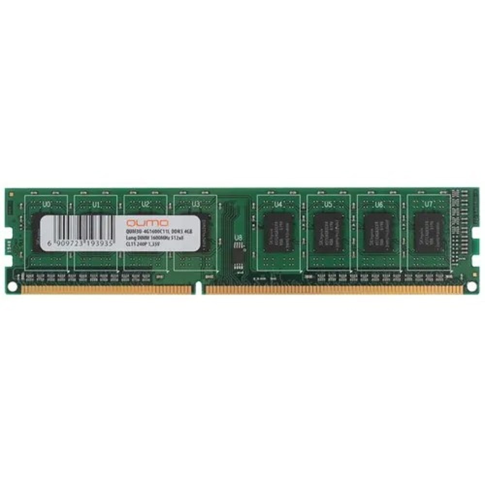 QUMO DDR3 DIMM 4GB (PC3-12800) 1600MHz QUM3U-4G1600C(N/K)11L 1.35V