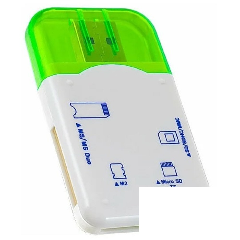 Perfeo Card Reader SD/MMC+Micro SD+MS+M2, (PF-VI-R010 Green) зеленый (PF_4258)
