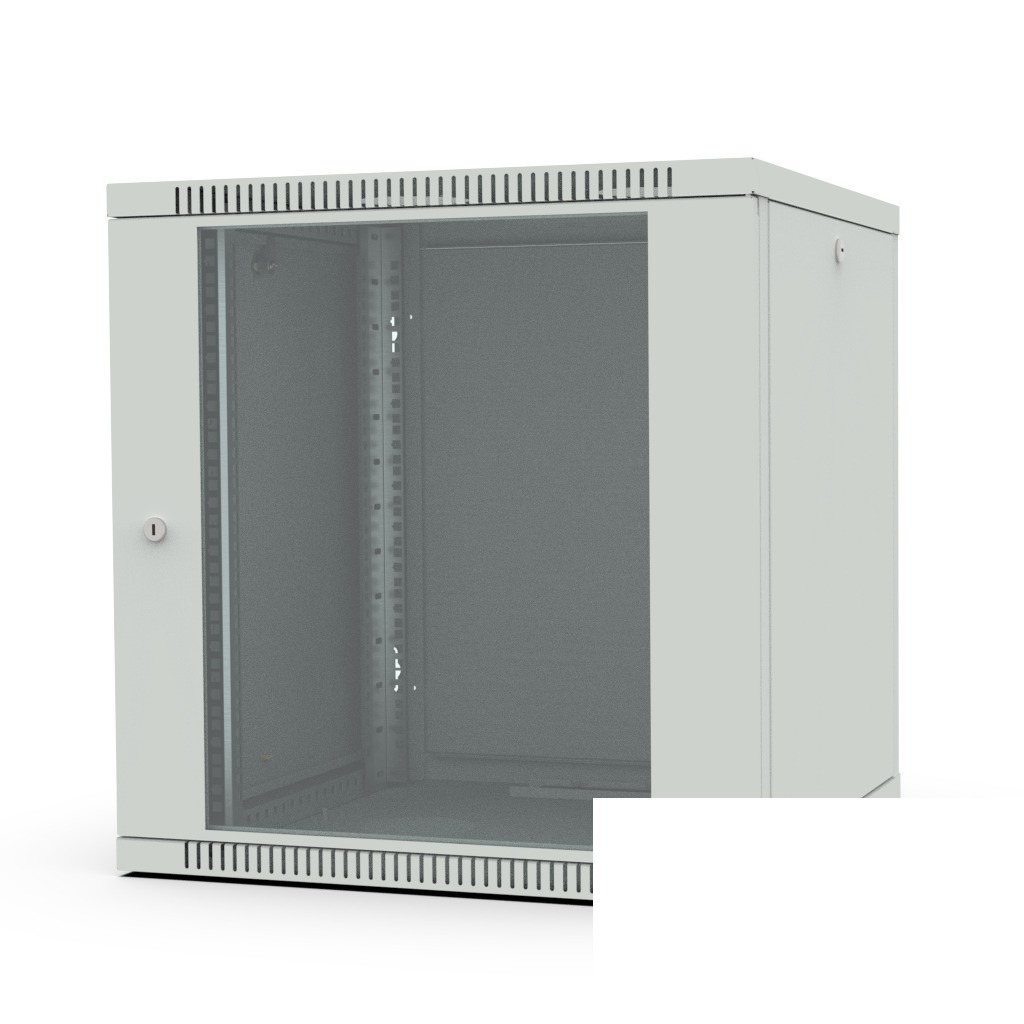 Шкаф настенный 19", 12U Filum FL-WB-1266GM-GY Wall Box (ШхГхВ) 600x600x623 мм, дверь стеклянная, цвет серый RAL7035