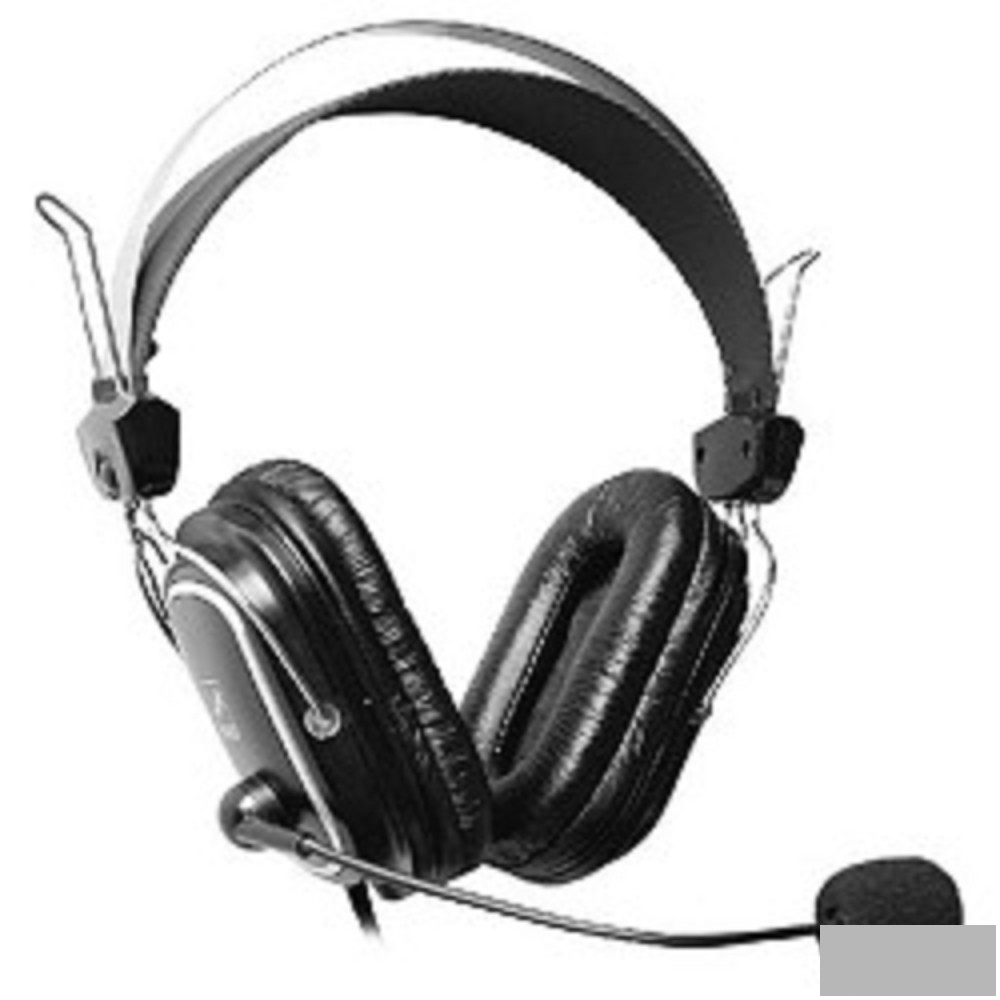 A4Tech HS-50,Черный(серебристые вставки) {Гарнитура стерео, монитор типа, закрытые, рег громкости, 20-20000Гц 32 Ом 97дБ, микр подвижн, кабель 2, 3.5 jack 3 pin}