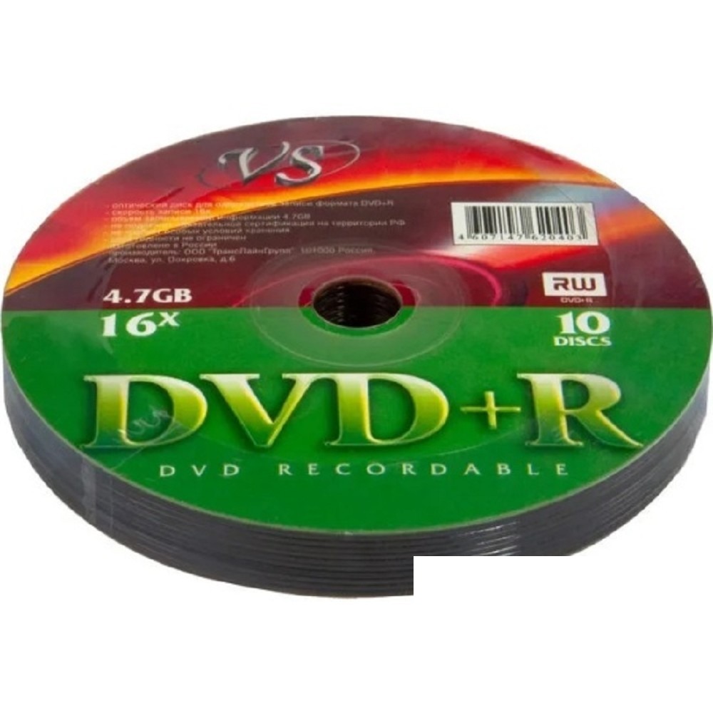 Диски VS DVD+R 4,7 GB 16x Shrink/10 (620403)