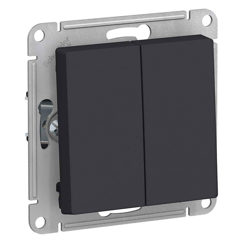Systeme electric ATN001065 ATLASDESIGN 2-клавишный ПЕРЕКЛЮЧАТЕЛЬ, сх.6, 10АХ, механизм, КАРБОН