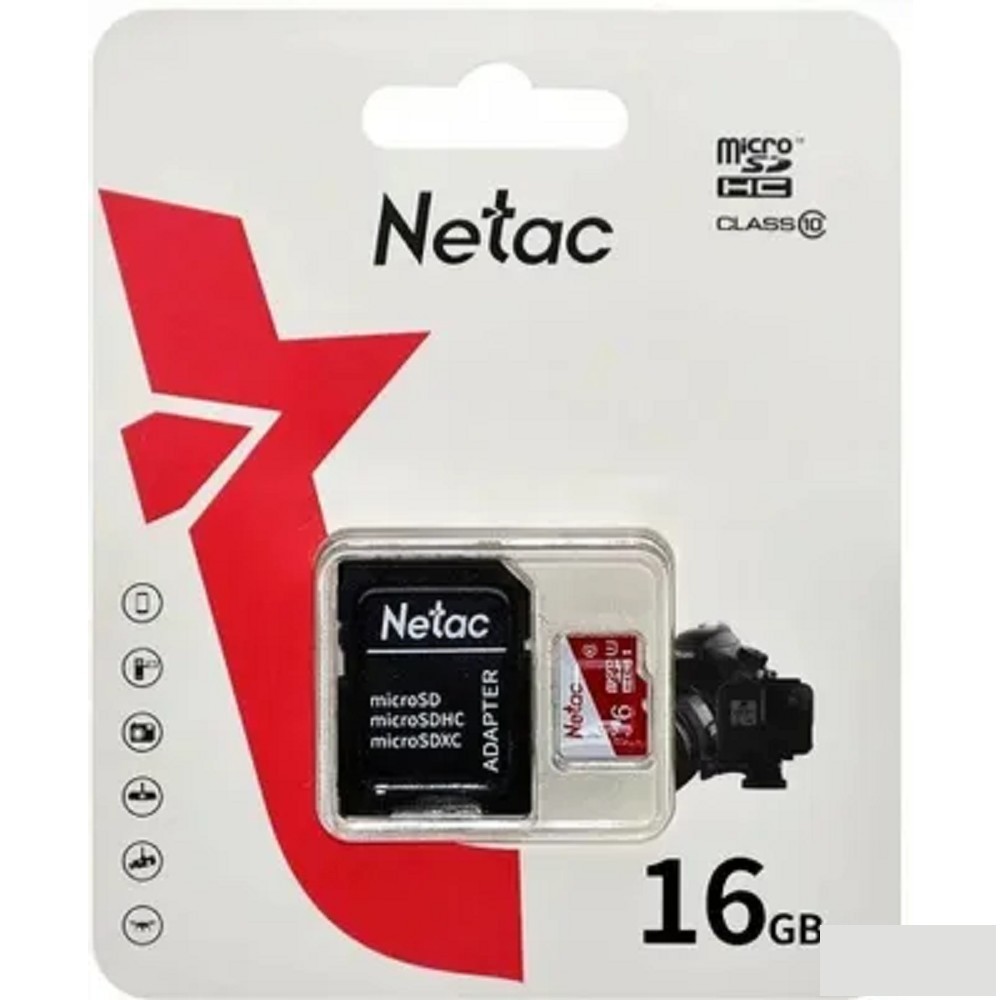 Micro SecureDigital 16GB Netac P500 ECO (с SD адаптером)