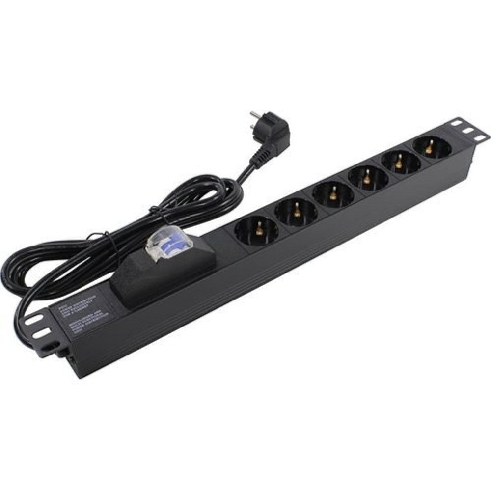Exegate EX280835RUS Блок розеток ExeGate ServerPro PDU-19H610 Al-6S-EU2.5-1P, 19",1U,алюм,6Sch,евровилка,2.5м,защ перегр