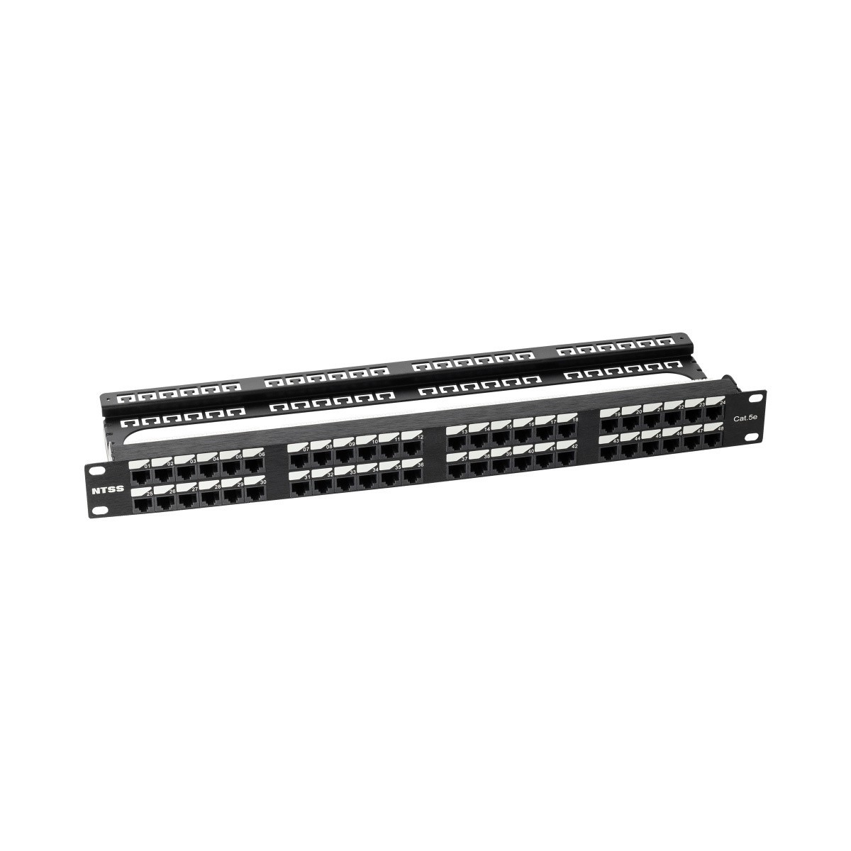 NTSS Патч-панель NTSS PREMIUM 1U 48 портов RJ45 UTP cat.5е, AL, Dual IDC с органайзером NTSS-PP2-PM-1U-48-UTP-RJ45-5e-D