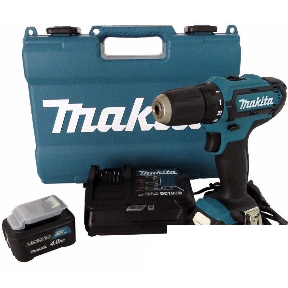 Makita HP333DWME Дрель ак(уд) { 12В,2х4 Ач Li-ion(слайдер),БЗП-10мм,0-45000об\м,30Нм,1.1кг,чем,подсв }