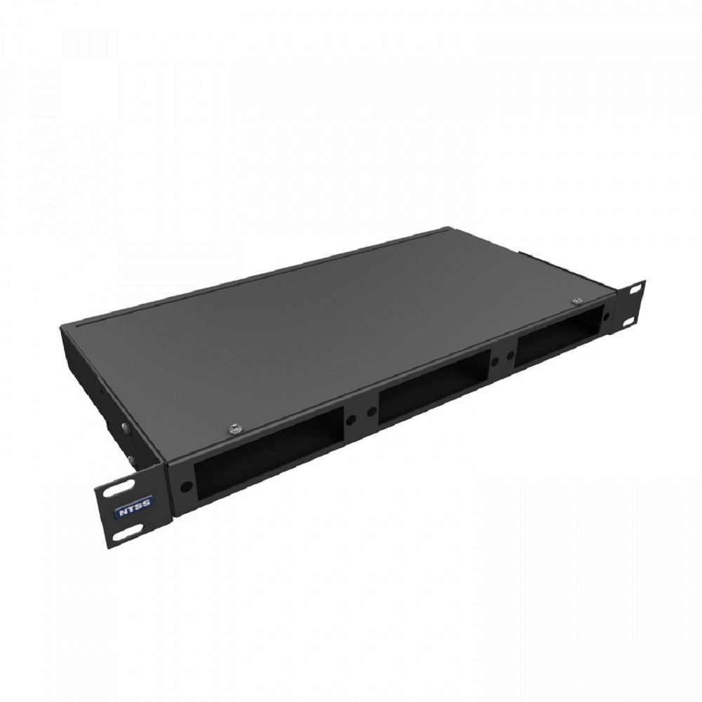 NTSS Кросс NTSS оптический 19'' укомплектованный 1U, 16 портов ST/UPC, 50/125 мкм ОМ3 (планки, сплайс-кассета, пигтейлы, КДЗС, адаптеры) черный RAL 9005 NTSS-RFOB-1U-16-ST/U-503-SP1.5G2AY-BL