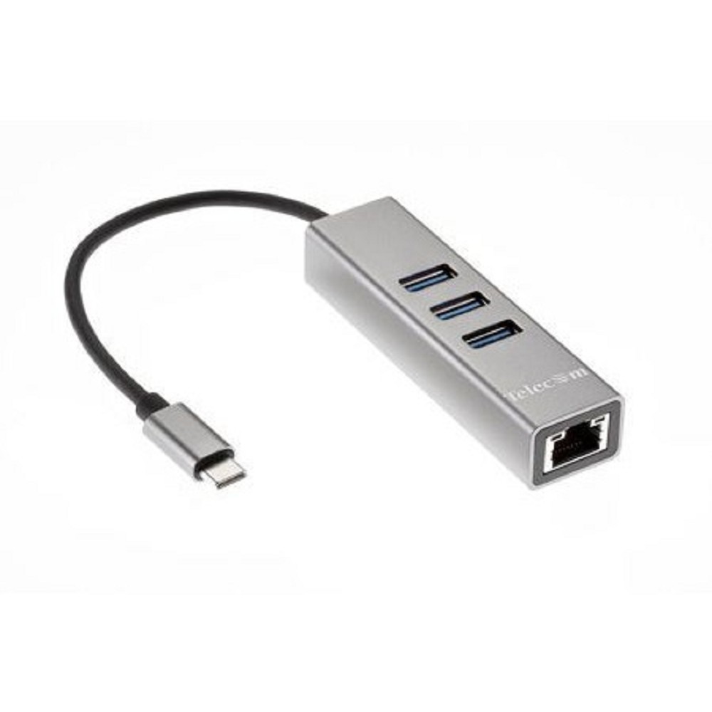 Telecom Переходник USB 3.1 Type-C -->RJ-45 1000Mbps +3 USB3.0, Aluminum Shell, 0.2м Telecom