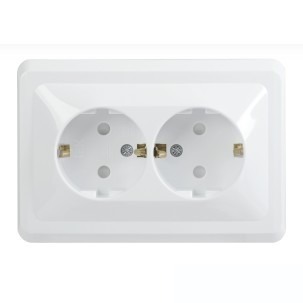 Iek ERV24-K01-16-DM РСш12-3-ВБ Розетка 2местн. с з/к c защ.штор. 16А ВЕГА (белый) IEK
