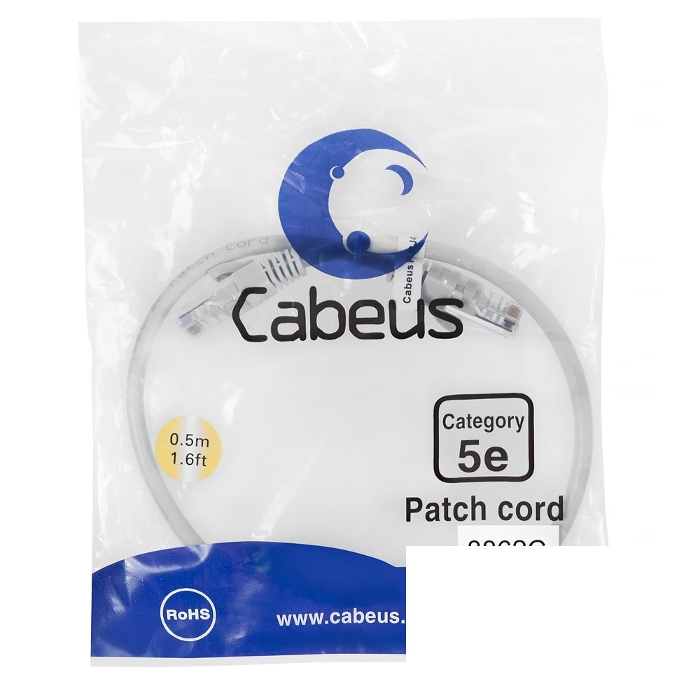Cabeus PC-UTP-RJ45-Cat.5e-0.5m-LSZH Патч-корд UTP, категория 5e, 0.5 м, LSZH, неэкранированный, серый
