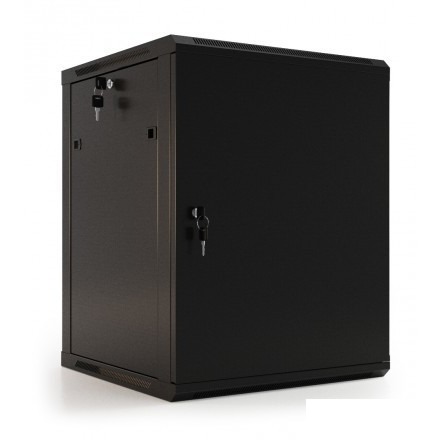 Hyperline TWB-0645-SR-RAL9004 Шкаф настенный 19-дюймовый (19"), 6U, 367x 600х 450мм, металлическая передняя дверь с замком, две боковые панели, цвет черный (RAL 9004) (разобранный)
