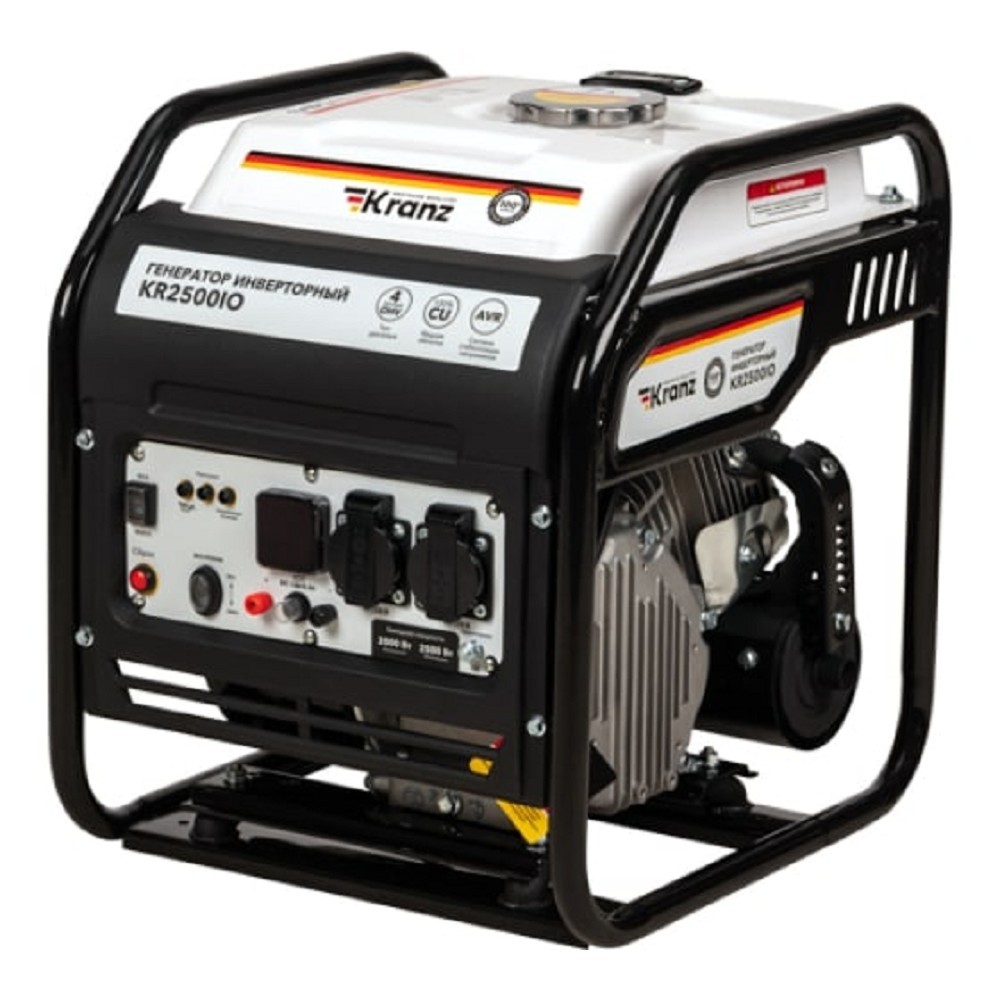 Kranz KR-16-1142 Генератор инверторный KR2500IO, 2,5кВт, 230В, 7л, открытый корпус, ручной старт