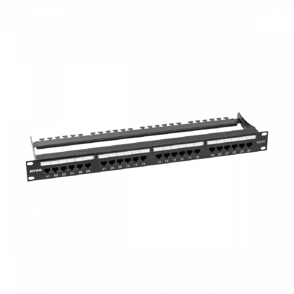 NTSS Патч-панель NTSS PREMIUM 1U 24 порта RJ45 UTP cat.5е, AL, Dual IDC с органайзером NTSS-PP2-PM-1U-24-UTP-RJ45-5e-D