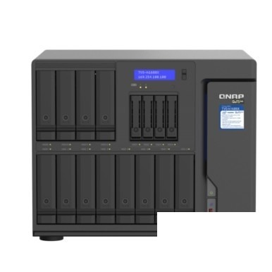 QNAP TVS-h1688X-W1250-32G QuTS hero, 12 отсеков 3,5"/2,5", 4 отсека 2,5", 2 слота M.2 NVMe, 4 порта 2,5 GbE BASE-T, 2 порта 10 GbE BASE-T, HDMI-порт. Intel Xeon W-1250 3,3 ГГц (4,7 ГГц), 32 ГБ DDR4