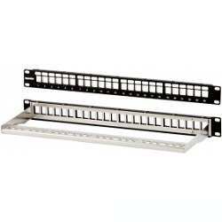 Hyperline PPBL3-19-24-SH-RM Модульная патч-панель 19", 24 порта, Flat Type, 1U, для экранированных и неэкранированных модулей KJ2(C6A), KJ5, KJE, KJNE, с задним кабельным организатором (без модулей)