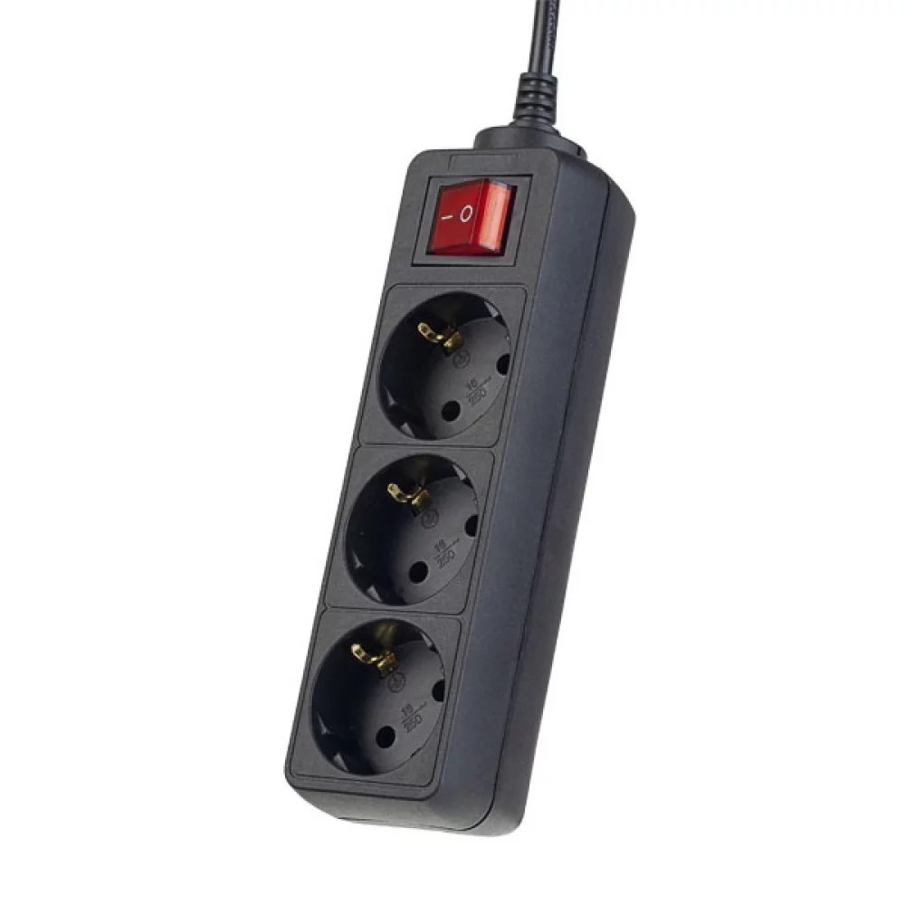 Perfeo Сетевой удлинитель с кнопкой "POWERMATE", PF_A4678 (3,0м, 3 розетки, черный (PF-PM-3/3,0-B))