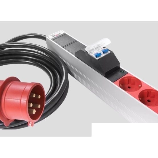 REM Верт блок розеток Rem-3x32, 3 фазы 32A, 6 авт, инд, 30 S, 2100 мм, IEC 309, шнур 3 м (R-3x32-30S-A-I-2100-3-3PN)