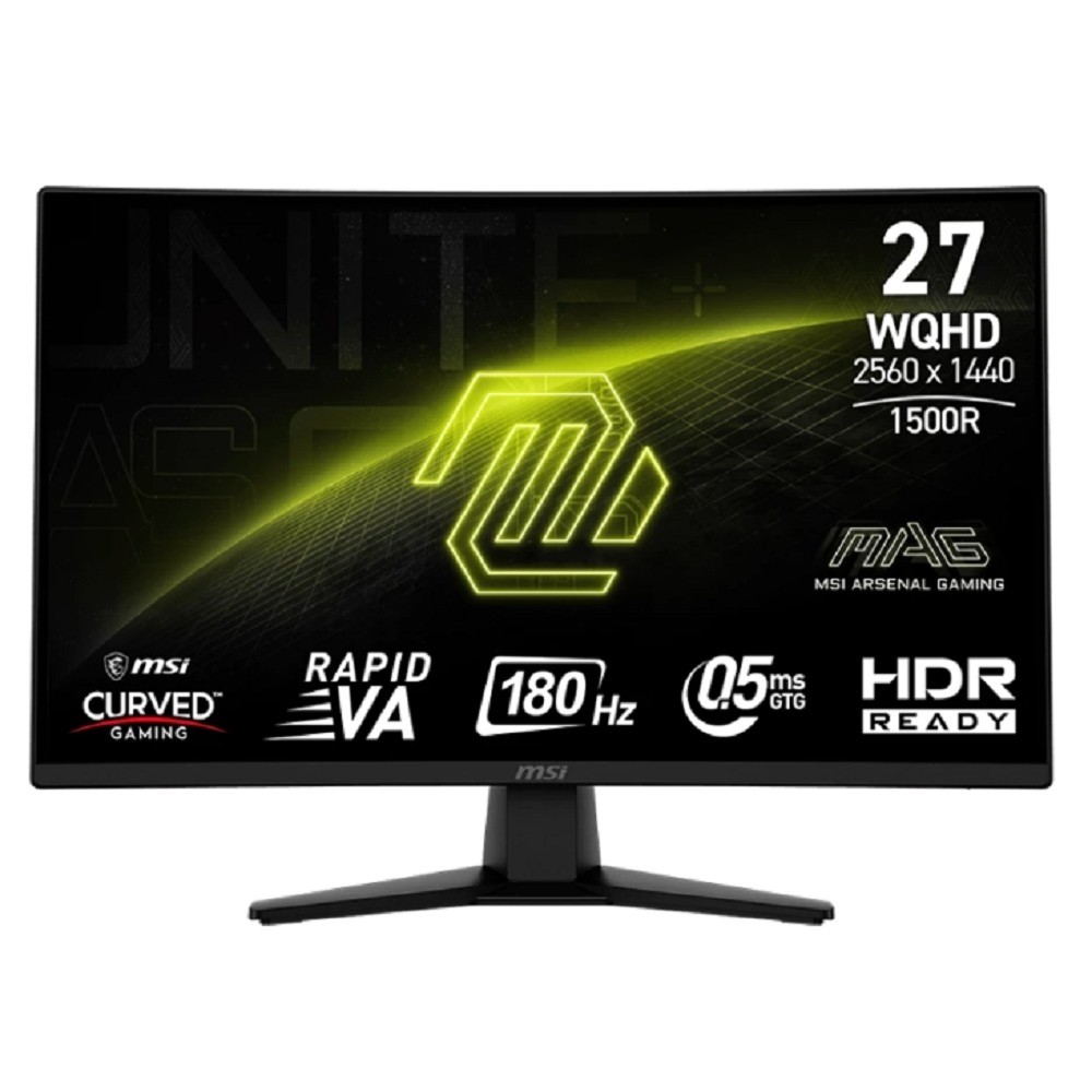MSI MAG 27" 274CQF Black {VA Curved 2560x1440 180Hz 0.5ms 300cd 2xHDMI DisplayPort Tilt VESA} [9S6-3CE31T-015]