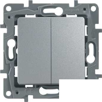 Legrand 672412 Выключатель/переключатель двухклавишный - Etika Plus - 10 A - 250 В~ - алюминий