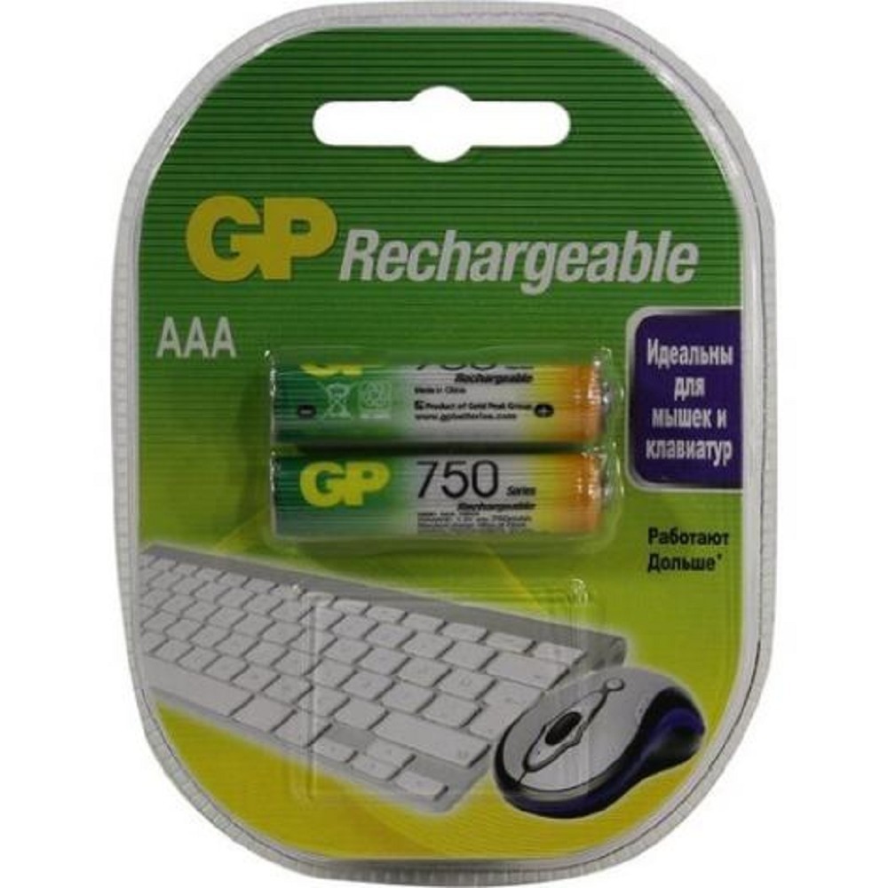 GP ReEnergy 75AAAHC, емкость 750 мАч (75AAAHCRGY-2CRCB2) (2 шт. в уп-ке) аккумулятор (GP75AAAHCRGY-2CRCB2)