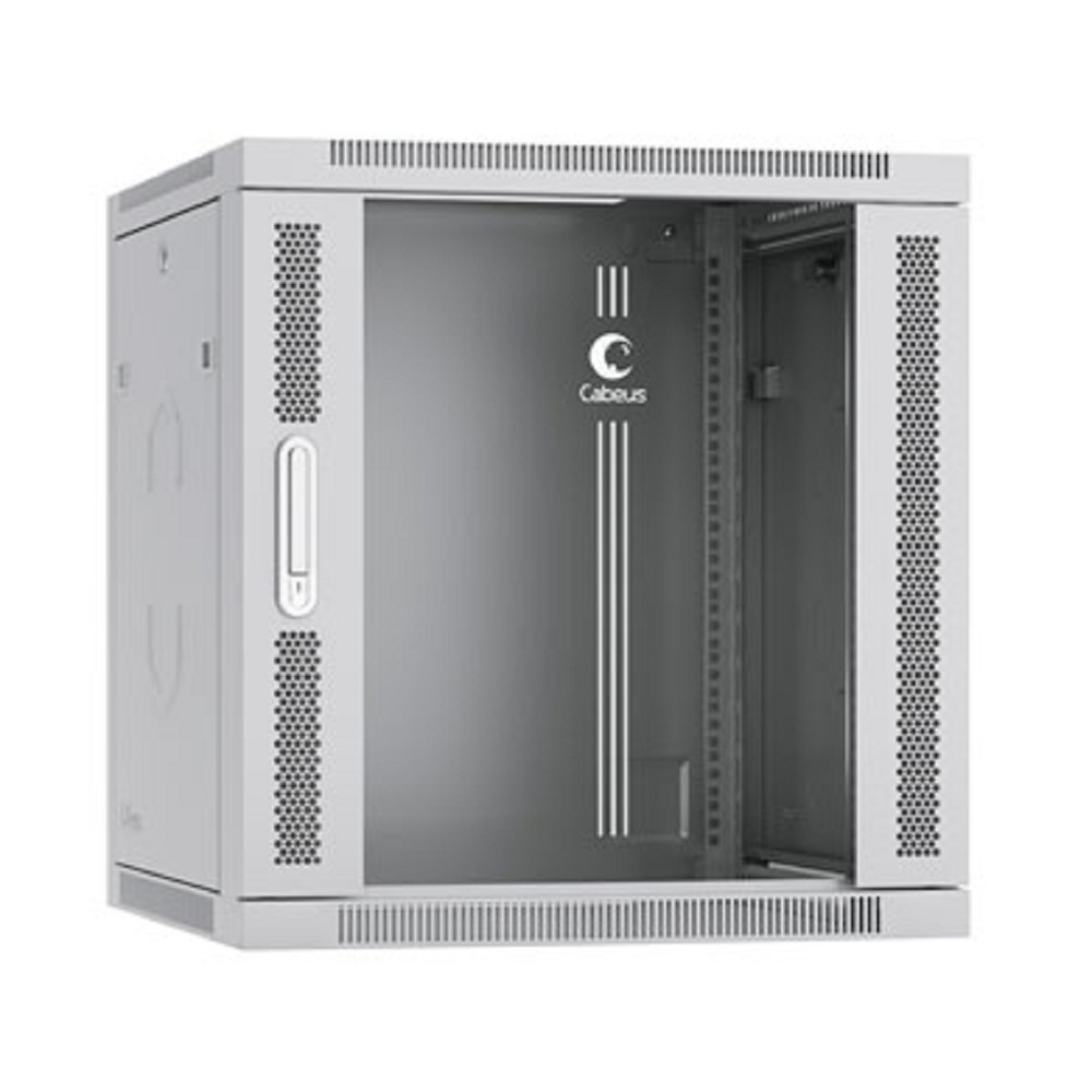 Cabeus SH-05F-12U60/45-R Шкаф телекоммуникационный настенный разобранный 19" 12U 600x450x635mm (ШхГхВ) дверь стекло, цвет серый (RAL 7035)