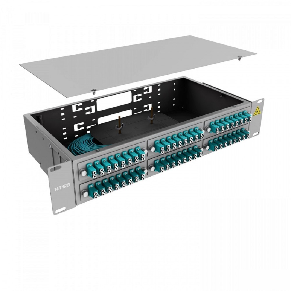NTSS Кросс 19" NTSS PREMIUM, предсобранный 2U, 48 портов LC/UPC duplex, 50/125 мкм ОМ3, (розетки, сплайс 3шт, КДЗС, пигтейлы) NTSS-RFOB-PM-2U-48-2LC/U-503-SP1.5G1A