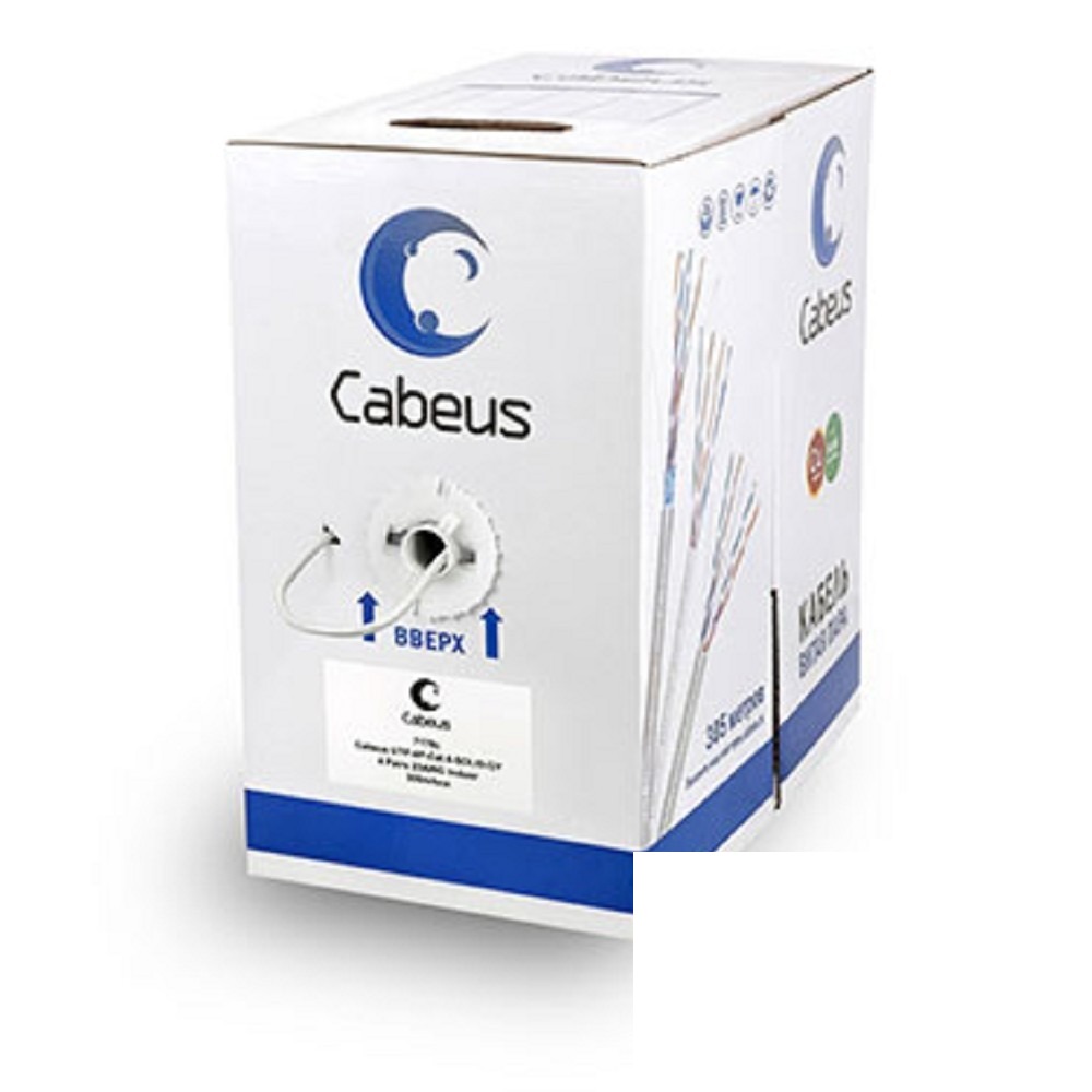 Cabeus UTP-4P-Cat.6-SOLID-GY Кабель витая пара UTP (U/UTP), категория 6, 4 пары (23 AWG), одножильный, PVC нг(А)-LS, серый (305 м)